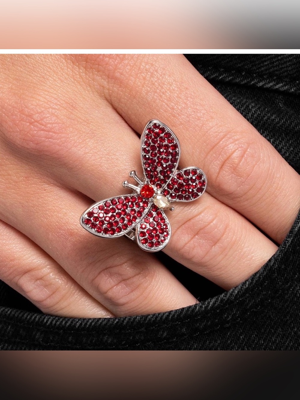 NWT Red Butterfly Adjustable Ring(Last One)